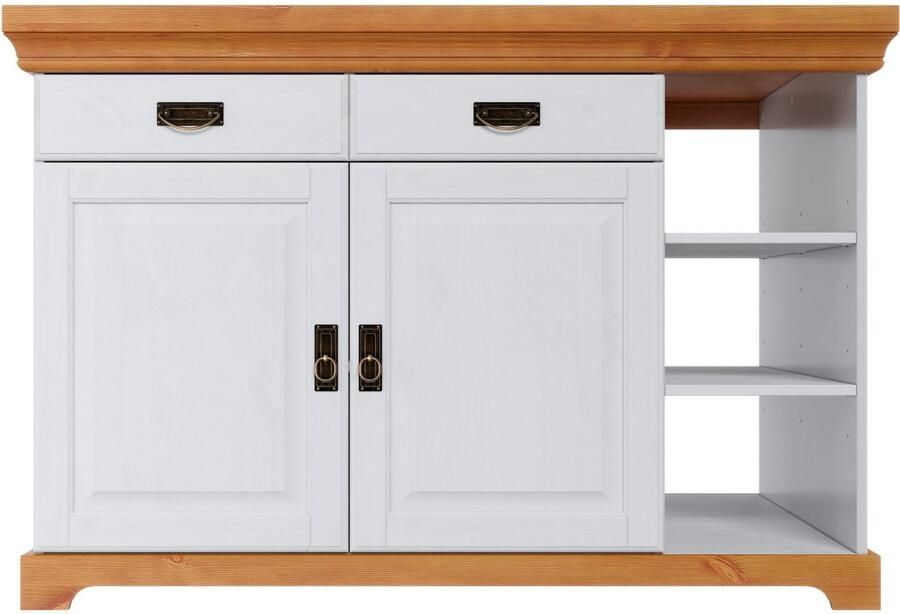 Home affaire Kookeiland Rügen Breedte 130 cm massief grenen met deuren lades open vakken - Foto 2