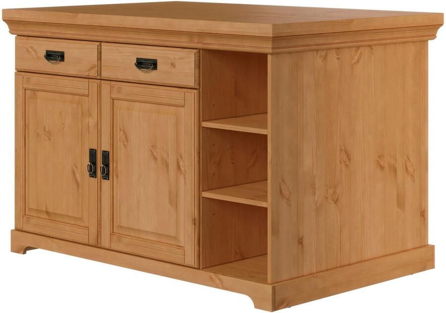 Home affaire Kookeiland Rügen Breedte 130 cm massief grenen met deuren lades open vakken - Foto 3