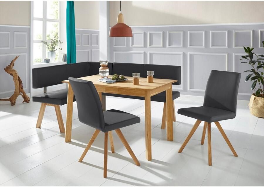 Home affaire Kuipstoel Rio Bekleding van imitatieleer of structuurstof en het frame is geolied eiken (2 stuks) - Foto 4