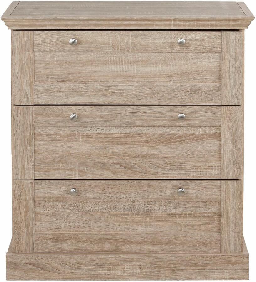 Home affaire Ladekast Binz met mooie metalen handgrepen 3 laden breedte 75 cm