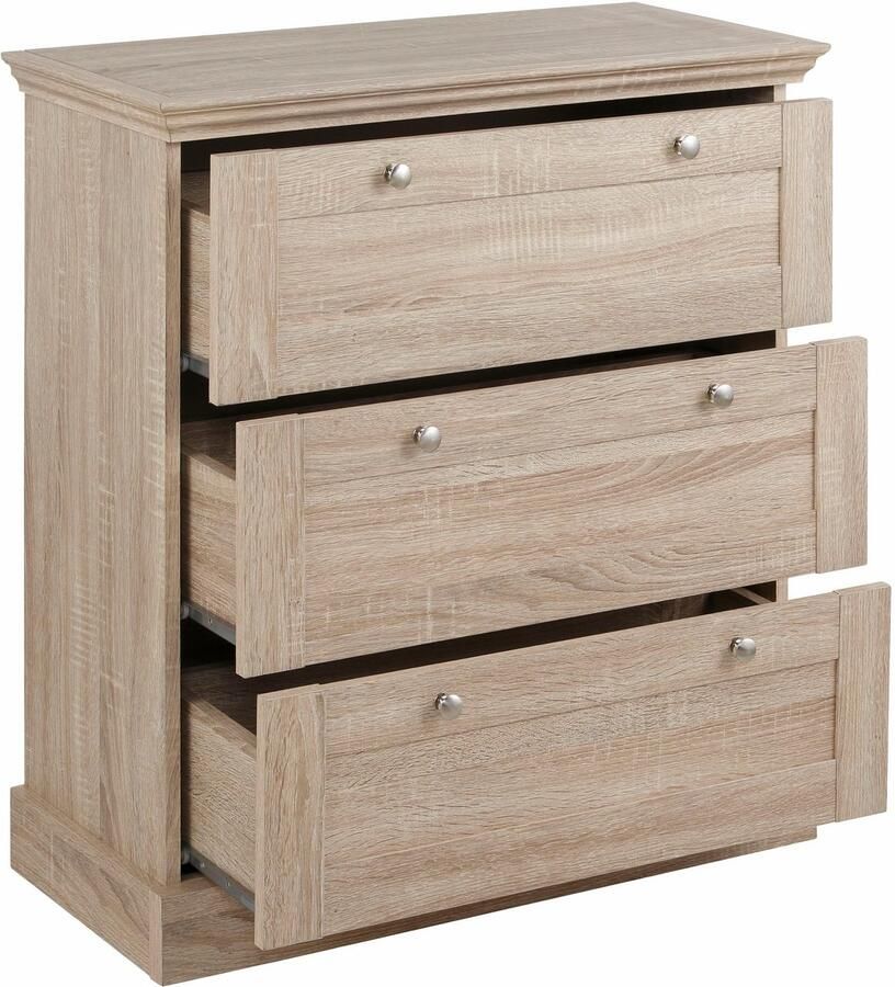 Home affaire Ladekast Binz met mooie metalen handgrepen 3 laden breedte 75 cm - Foto 2