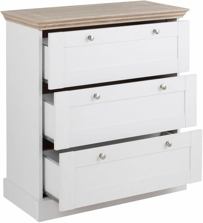 Home affaire Ladekast Binz met mooie metalen handgrepen 3 laden breedte 75 cm - Foto 2