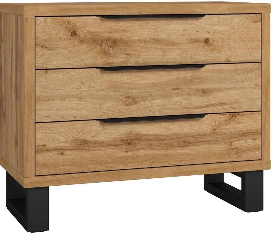 Home affaire Ladekast Bronne 99 5x83x45cm commode metalen handgrepen Potens in sledevorm sideboard met 3 lades slaapkamercommode - Foto 2