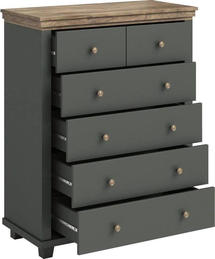 Home affaire Ladekast Evora met 6 laden veel opbergruimte 90x42x112 5 cm (BxDxH) FSC