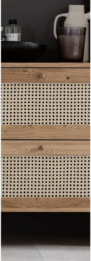 Home affaire Ladekast Hällevik kast opslag opbergruimte linnenkast Ladefronten met Weens vlechtwerk massief FSC-gecertificeerd eikenhout (1 stuk) - Foto 5