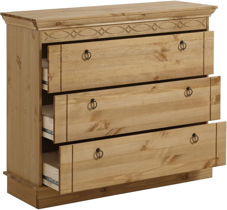 Home affaire Ladekast Indra gemaakt van massief grenen met 3 laden breedte: 100 cm - Foto 4