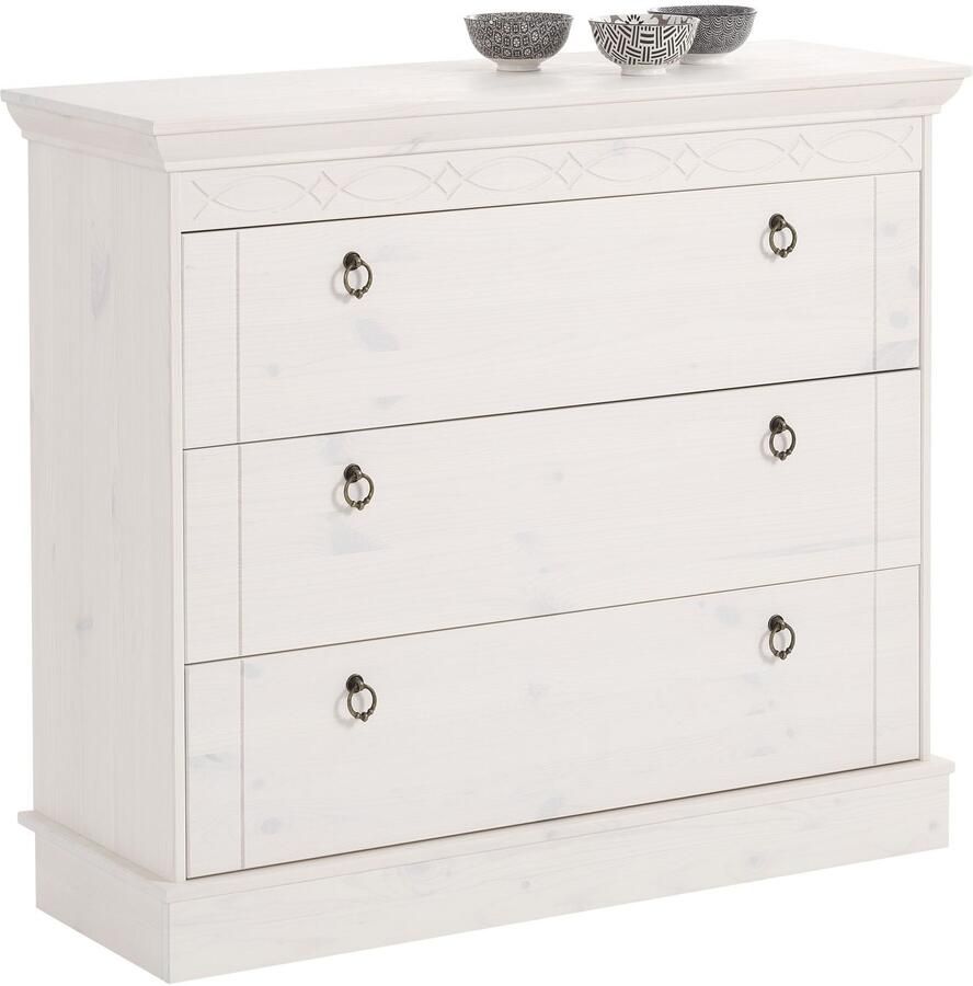 Home affaire Ladekast Indra gemaakt van massief grenen met 3 laden breedte: 100 cm