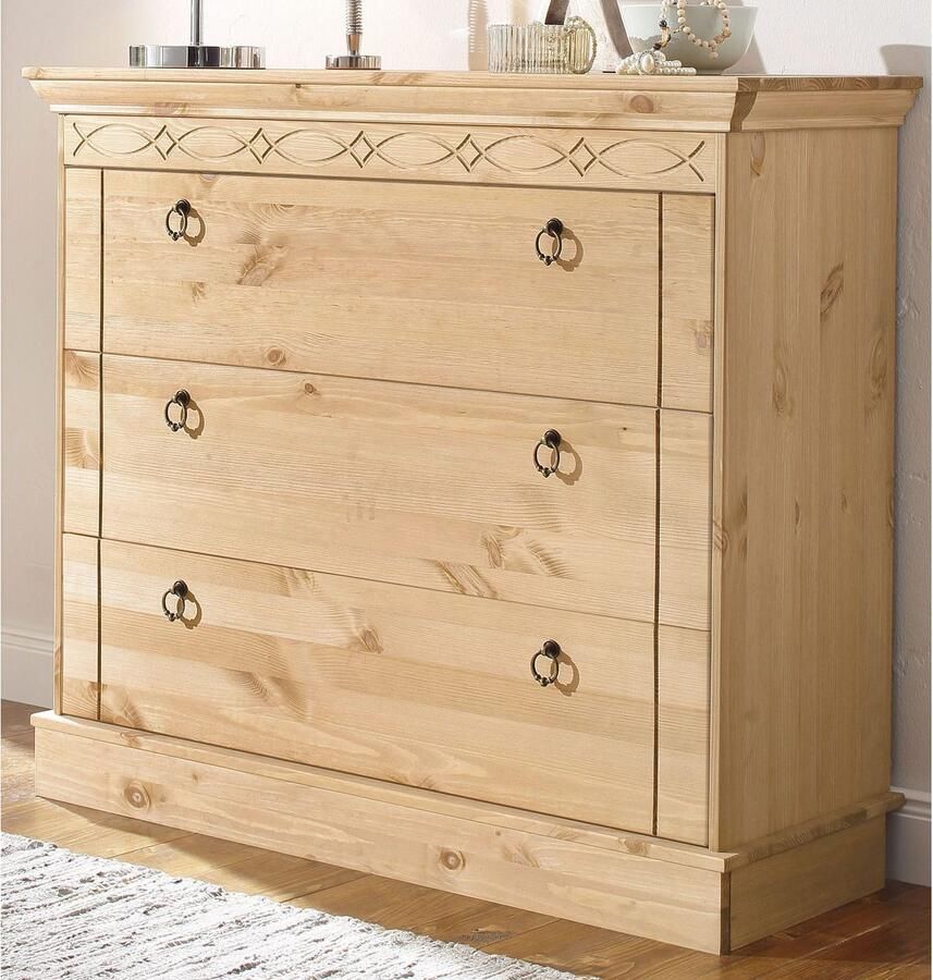 Home affaire Ladekast Indra gemaakt van massief grenen met 3 laden breedte: 100 cm