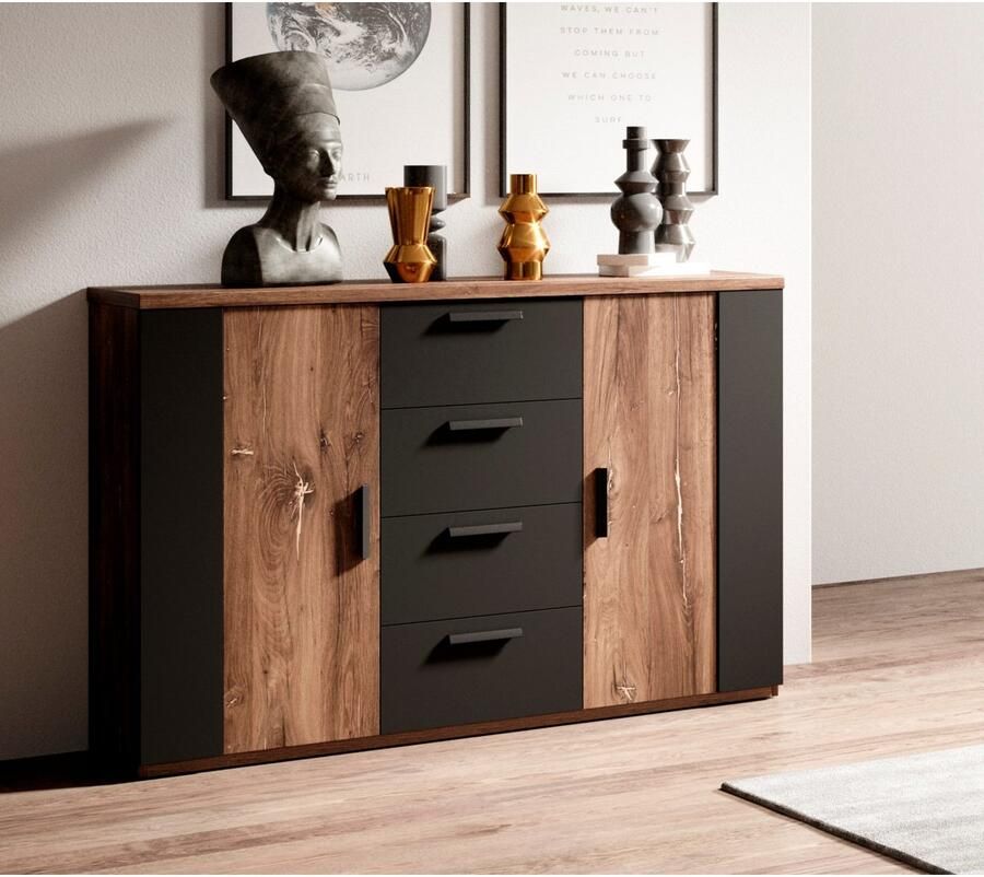 Home affaire Ladekast Sigma breedte 132 cm moderne ladekast Made in Europe Commode met veel opbergruimte inlegplanken verstelbaar dressoir - Foto 2