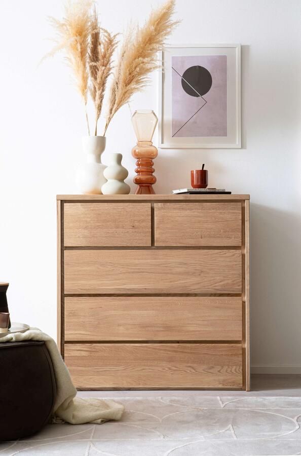 Home affaire Ladekast Zetra ladekast 2 + 3 lades met soft-close functie Kant-en-klaar gemonteerd massief eiken breedte 88 cm - Foto 5