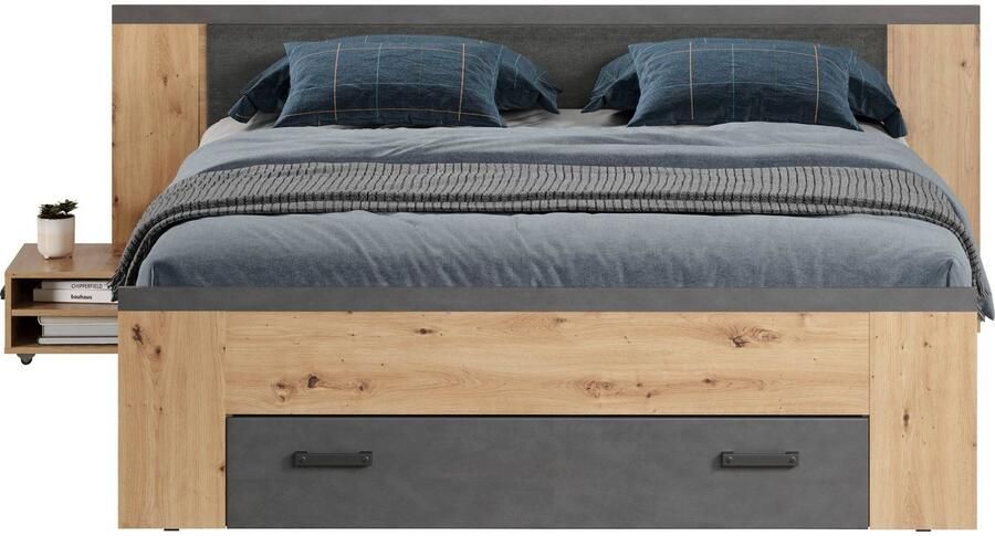 Home affaire Ledikant met bergruimte Ambres uittrekbare bedkisten vakken met bergruimte bruin eiken (1-delig) - Foto 9