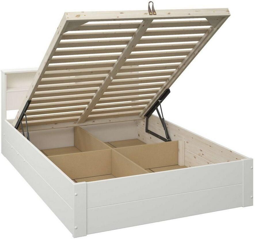 Home affaire Ledikant met bergruimte Mareilles Massief hout hefmechanisme opbergruimte in het hoofdeinde en onder het bed