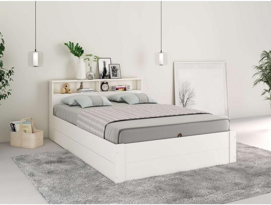 Home affaire Ledikant met bergruimte Mareilles Massief hout hefmechanisme opbergruimte in het hoofdeinde en onder het bed - Foto 3