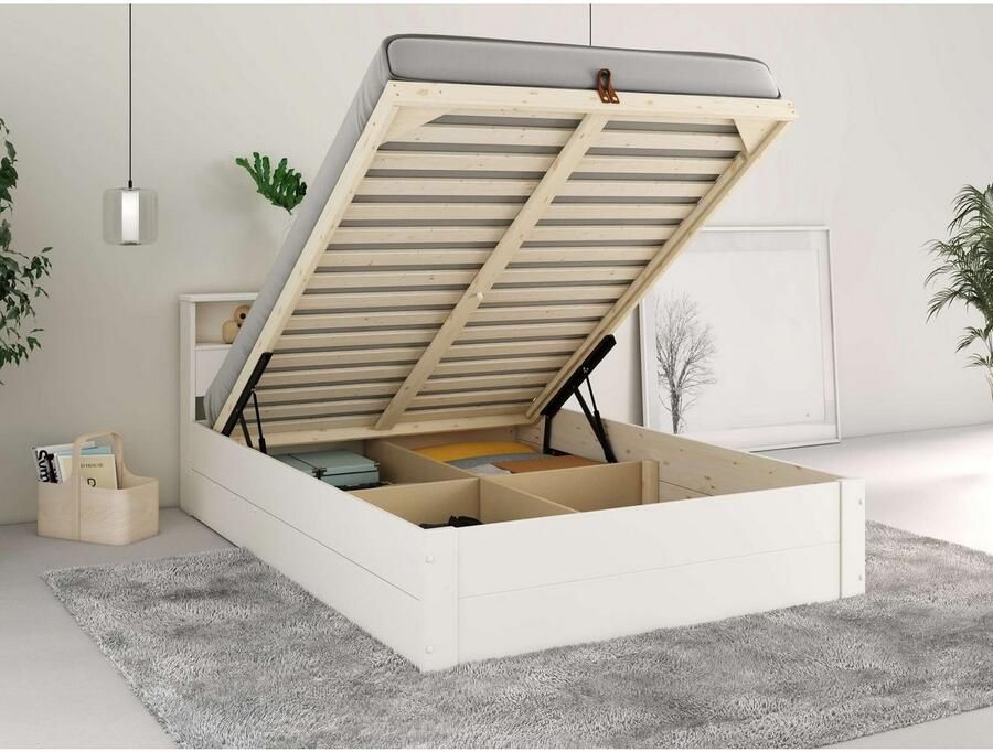 Home affaire Ledikant met bergruimte Mareilles Massief hout hefmechanisme opbergruimte in het hoofdeinde en onder het bed - Foto 5