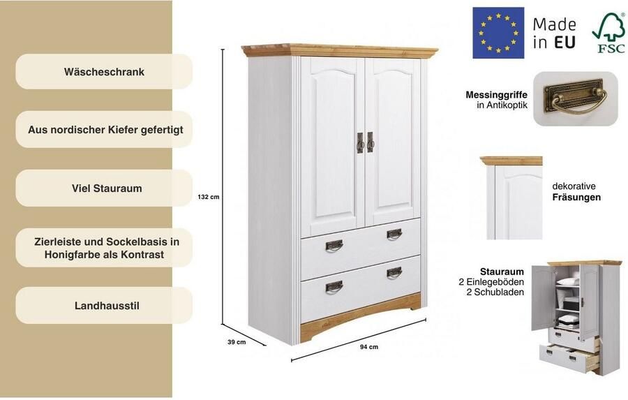 Home affaire Linnenkast Konrad van massief grenen met veel bergruimte - Foto 5