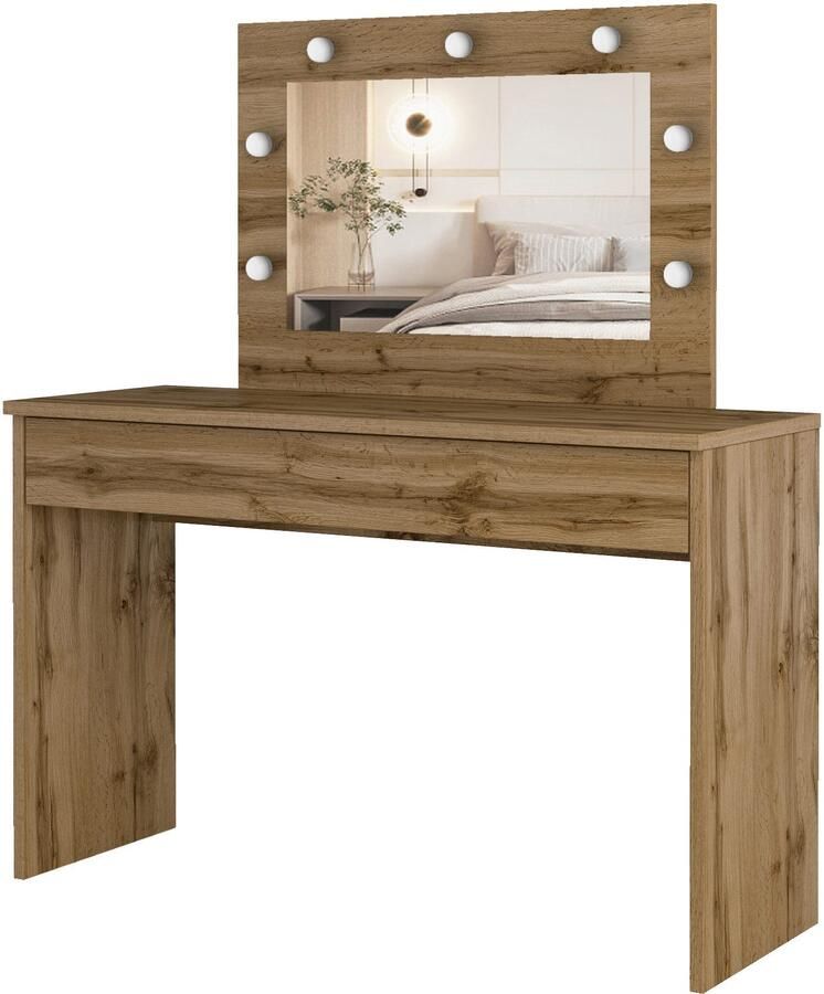 Home affaire Make-uptafel Eva kaptafel cosmeticatafel 1 lade met led verlichting 118x135x42cm gemaakt in europa - Foto 4