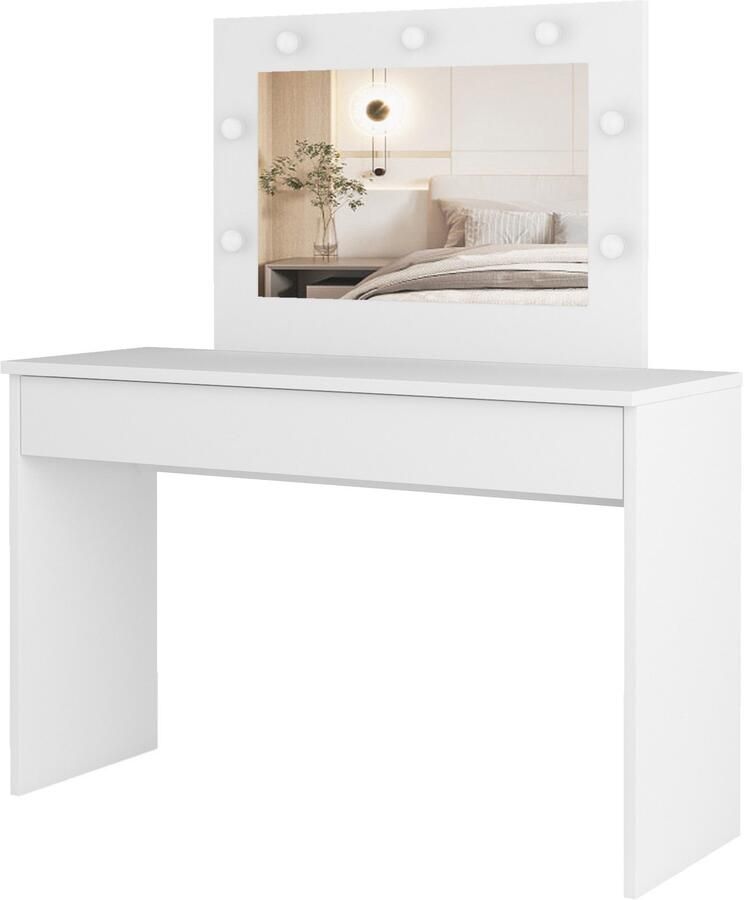 Home affaire Make-uptafel Eva kaptafel cosmeticatafel 1 lade met led verlichting 118x135x42cm gemaakt in europa - Foto 7
