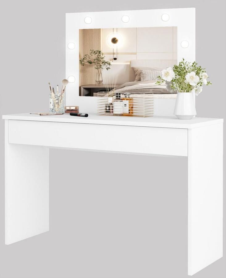 Home affaire Make-uptafel Eva kaptafel cosmeticatafel 1 lade met led verlichting 118x135x42cm gemaakt in europa - Foto 5