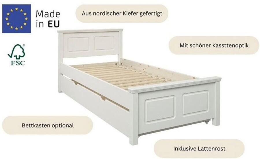 Home affaire Massief houten ledikant ERIK Made in Europe optioneel met lade massief hout den - Foto 4