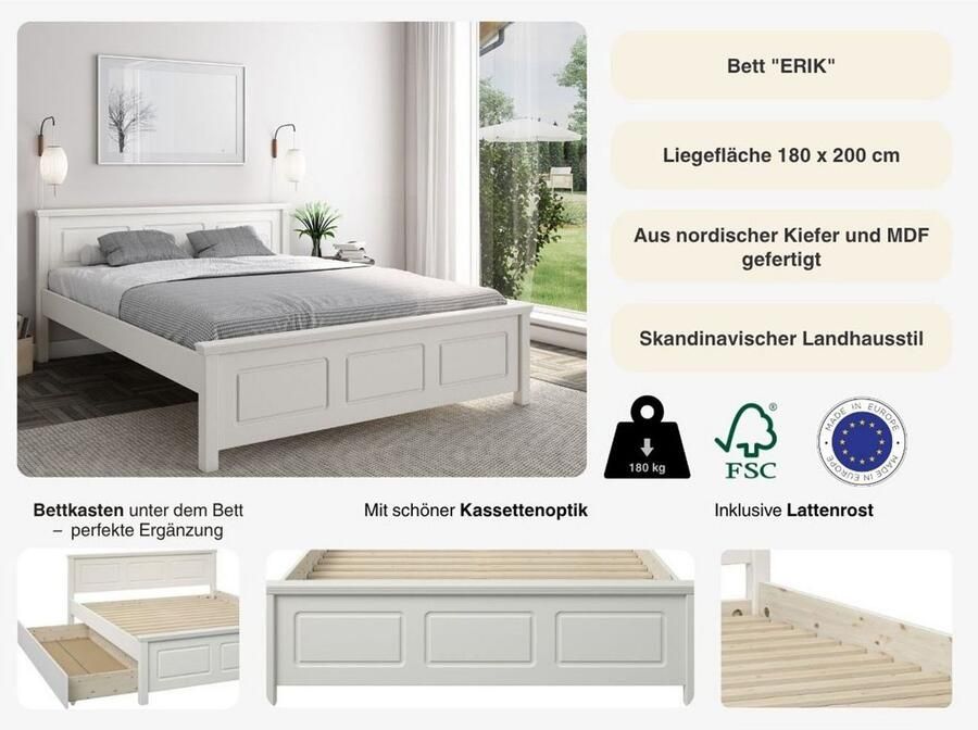 Home affaire Massief houten ledikant ERIK Made in Europe optioneel met lade massief hout den - Foto 2