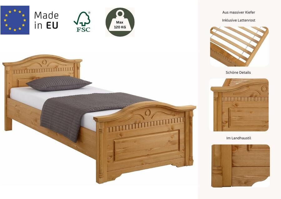 Home affaire Massief houten ledikant Graz hoge belasting klassieke landelijke stijl FSC gecertificeerd - Foto 3