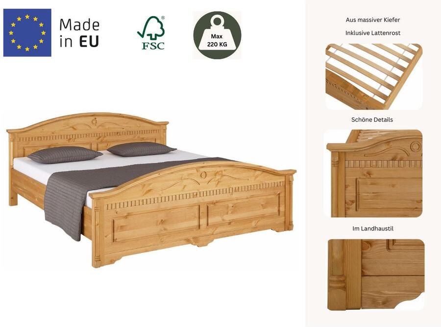 Home affaire Massief houten ledikant Graz hoge belasting klassieke landelijke stijl FSC gecertificeerd
