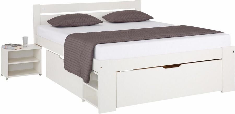 Home affaire Massief houten ledikant "HANNES" met lades en planken uitschuifbare nachtkast stabiel - Foto 12