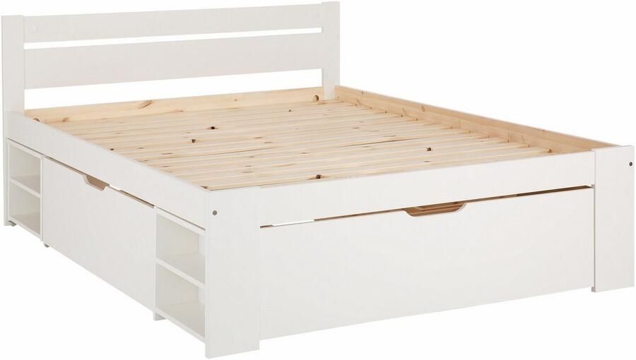 Home affaire Massief houten ledikant "HANNES" met lades en planken uitschuifbare nachtkast stabiel - Foto 6