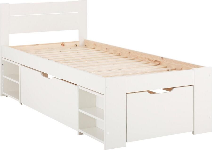 Home affaire Massief houten ledikant "HANNES" met lades en planken uitschuifbare nachtkast stabiel - Foto 3