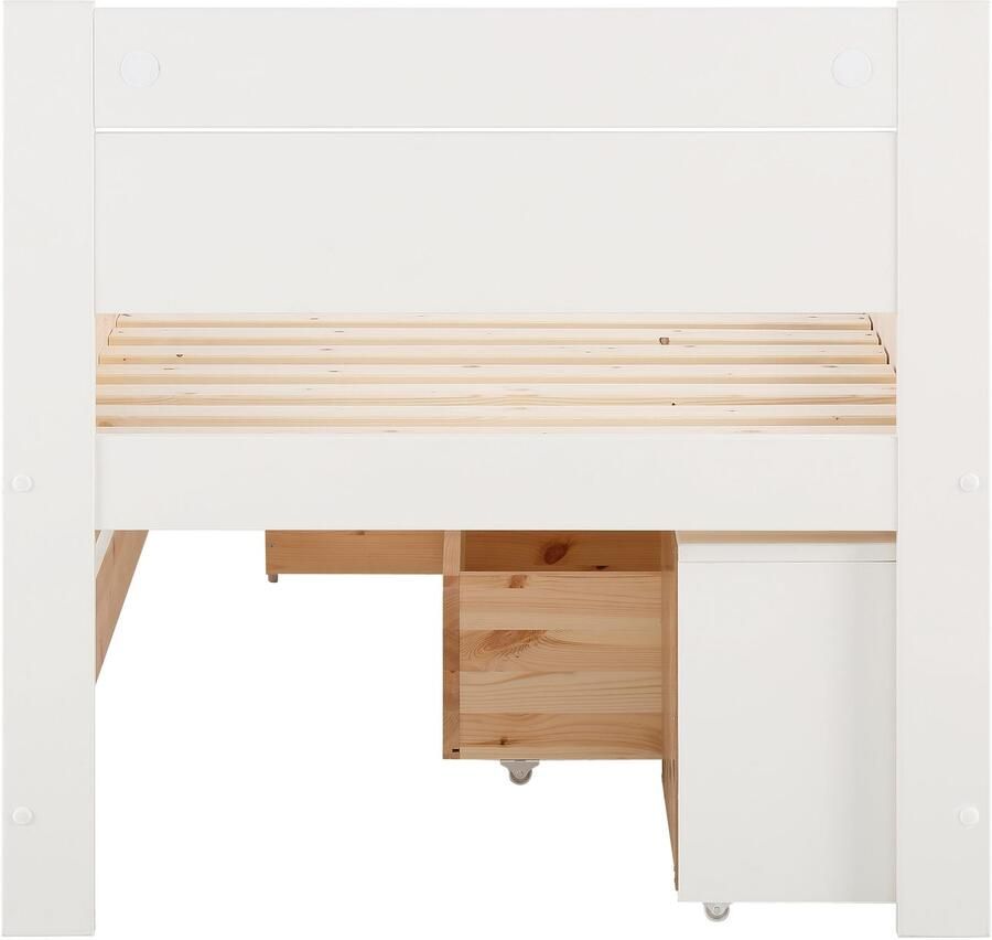 Home affaire Massief houten ledikant "HANNES" met lades en planken uitschuifbare nachtkast stabiel