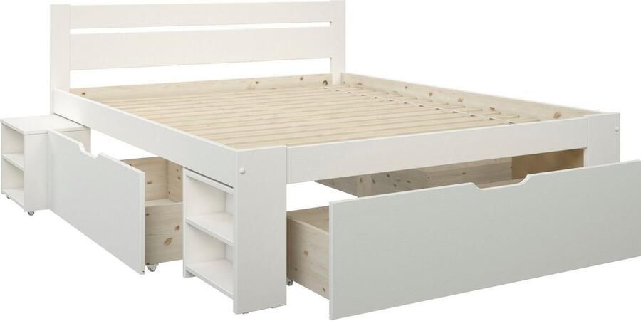 Home affaire Massief houten ledikant "HANNES" met lades en planken uitschuifbare nachtkast stabiel - Foto 11