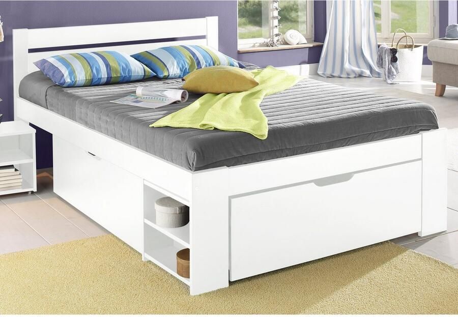 Home affaire Massief houten ledikant "HANNES" met lades en planken uitschuifbare nachtkast stabiel - Foto 5