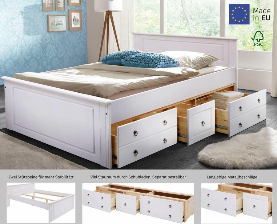 Home affaire Massief houten ledikant Hugo hoge belastbaarheid! FSC gecertificeerd massief hout landhuisstijl