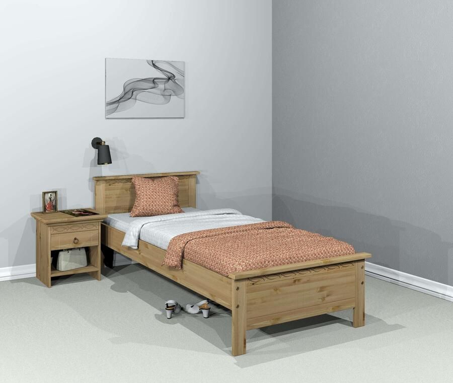 Home affaire Massief houten ledikant Indra TOPSELLER landhuisstijl elegant design gecertificeerd massief hout