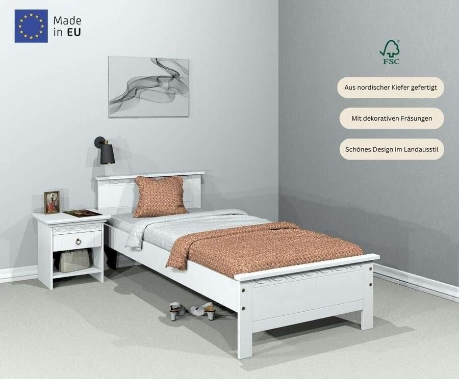 Home affaire Massief houten ledikant Indra TOPSELLER landhuisstijl elegant design gecertificeerd massief hout - Foto 2