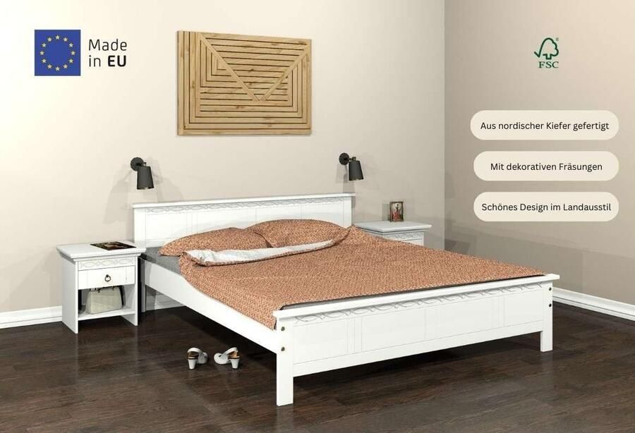 Home affaire Massief houten ledikant Indra TOPSELLER landhuisstijl elegant design gecertificeerd massief hout - Foto 3