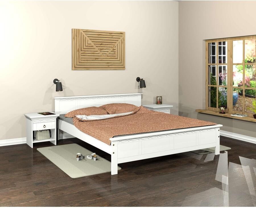 Home affaire Massief houten ledikant Indra TOPSELLER landhuisstijl elegant design gecertificeerd massief hout