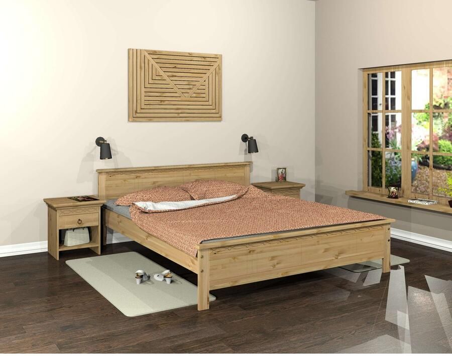 Home affaire Massief houten ledikant Indra TOPSELLER landhuisstijl elegant design gecertificeerd massief hout