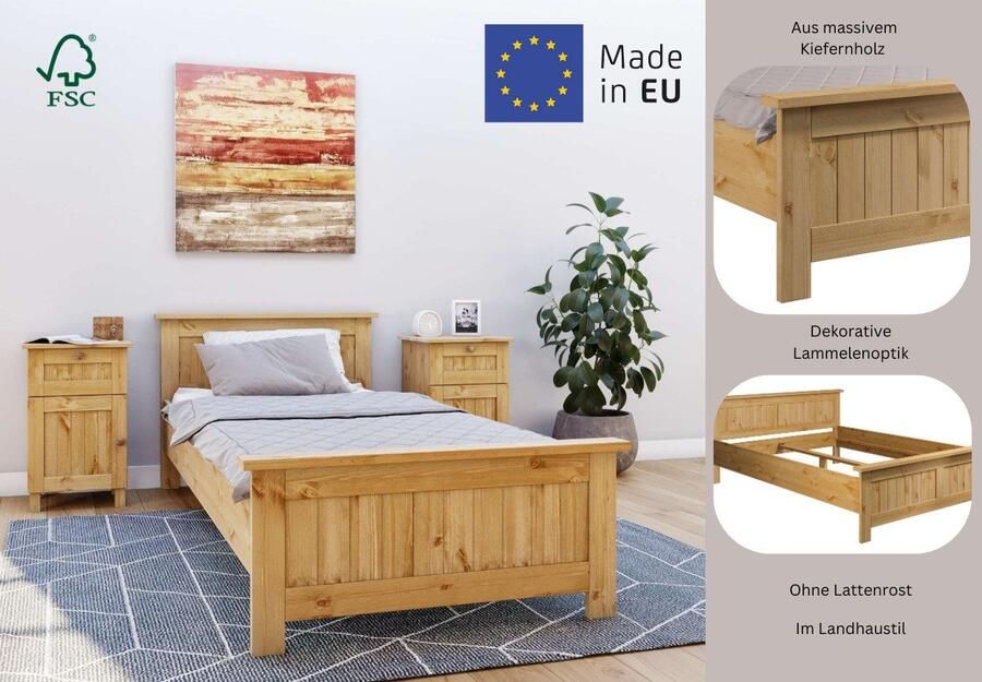 Home affaire Massief houten ledikant Juventus Bed Massiefhouten bed Houten bed Bedframe - Foto 2