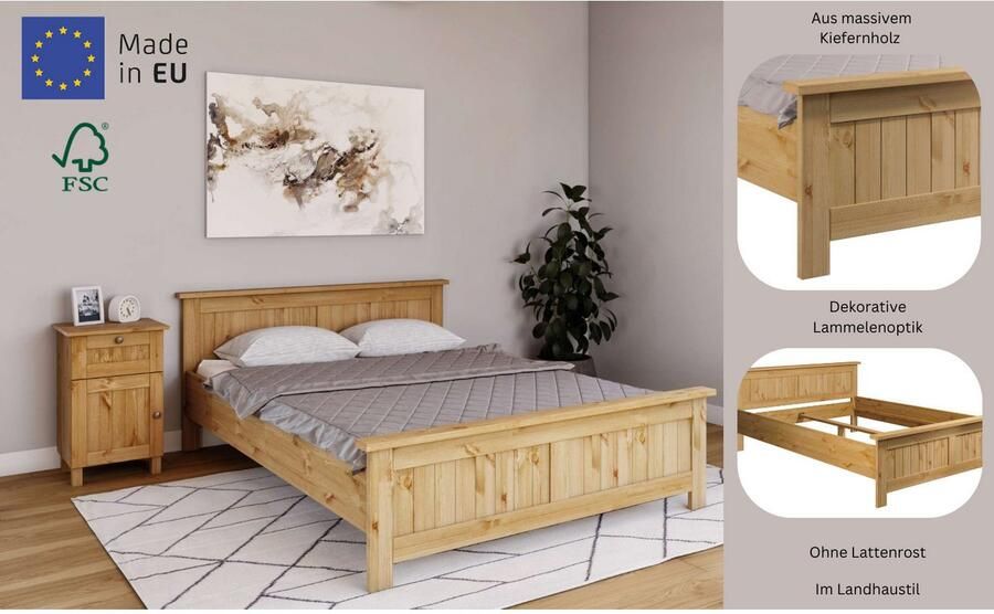 Home affaire Massief houten ledikant Juventus Bed Massiefhouten bed Houten bed Bedframe - Foto 3