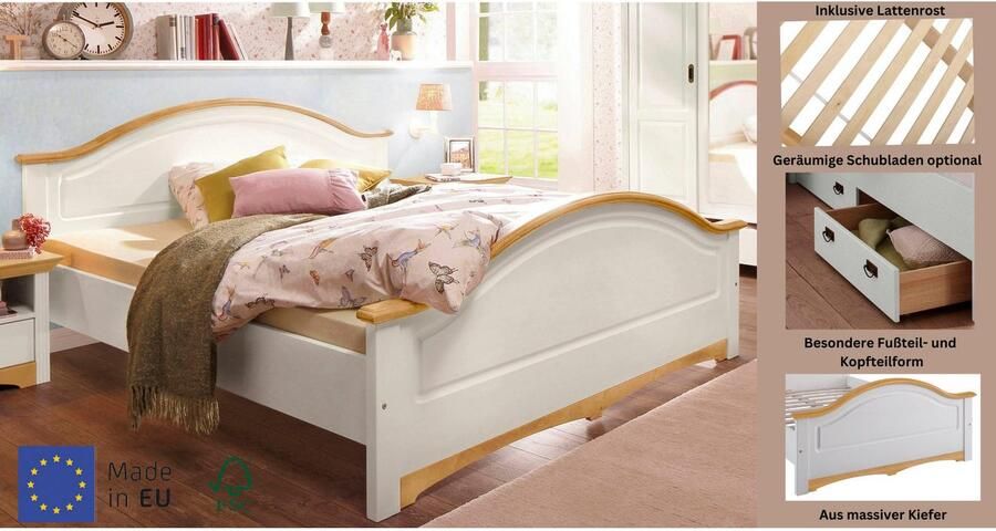 Home affaire Massief houten ledikant Konrad hoge belasting! FSC gecertificeerd massief hout van massief dennenhout fsc -gecertificeerd inclusief lattenbodem - Foto 6