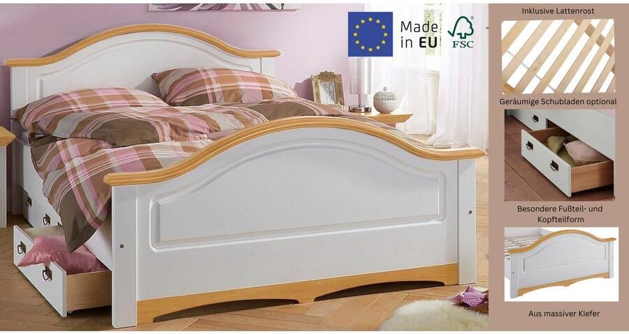 Home affaire Massief houten ledikant Konrad hoge belasting! FSC gecertificeerd massief hout van massief dennenhout fsc -gecertificeerd inclusief lattenbodem - Foto 7