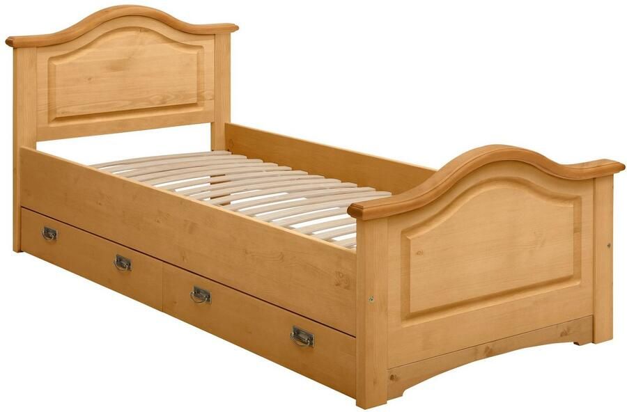 Home affaire Massief houten ledikant Konrad opbergbank messing handgrepen rustieke landelijke stijl - Foto 5