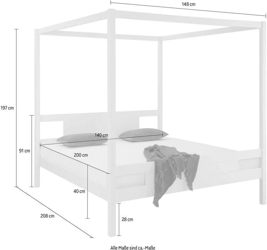 Home affaire Massief houten ledikant "KYOTO" hemelbed gecertificeerd massief hout (grenen) - Foto 5