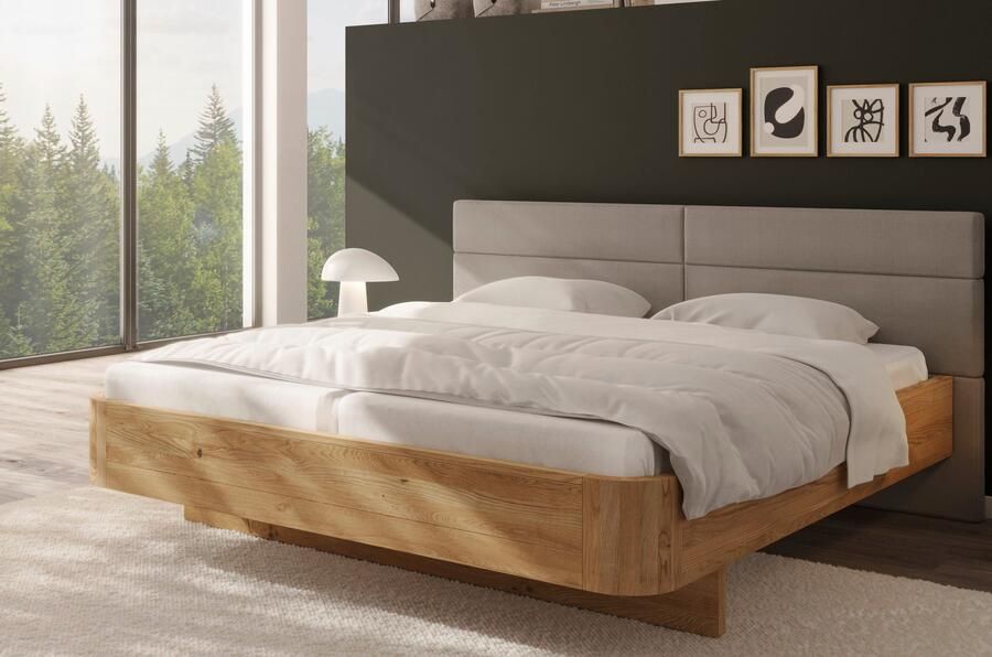 Home affaire Massief houten ledikant Latillé in zwevende look gepolsterde hoofdeinde verkrijgbaar in kernbeuken of wildeiken - Foto 5