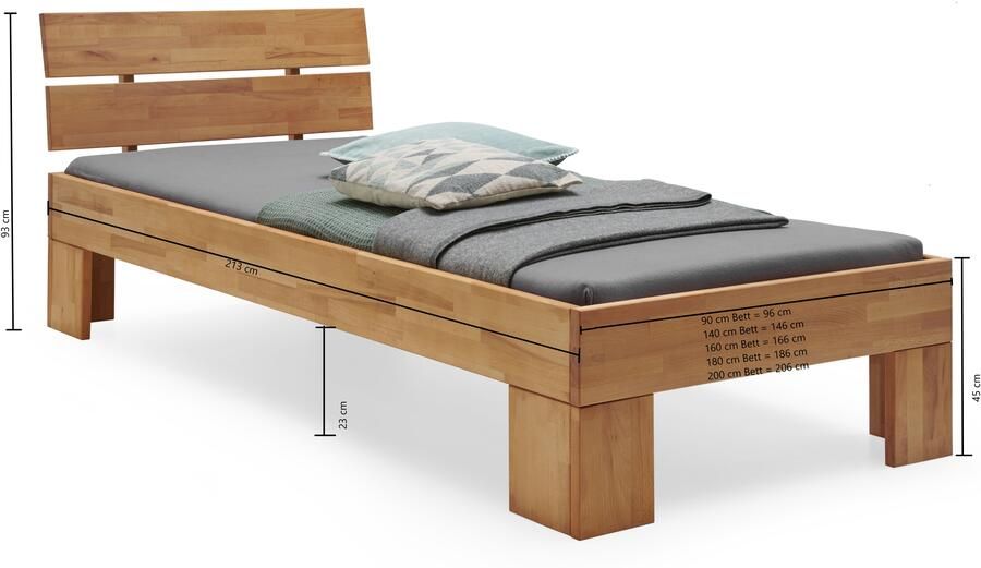 Home affaire Massief houten ledikant Modesty II gemaakt in Europa van massief beukenkernhout in verschillende breedten met metalen beslag - Foto 3