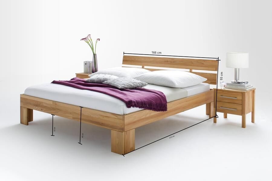 Home affaire Massief houten ledikant Modesty II gemaakt in Europa van massief beukenkernhout in verschillende breedten met metalen beslag