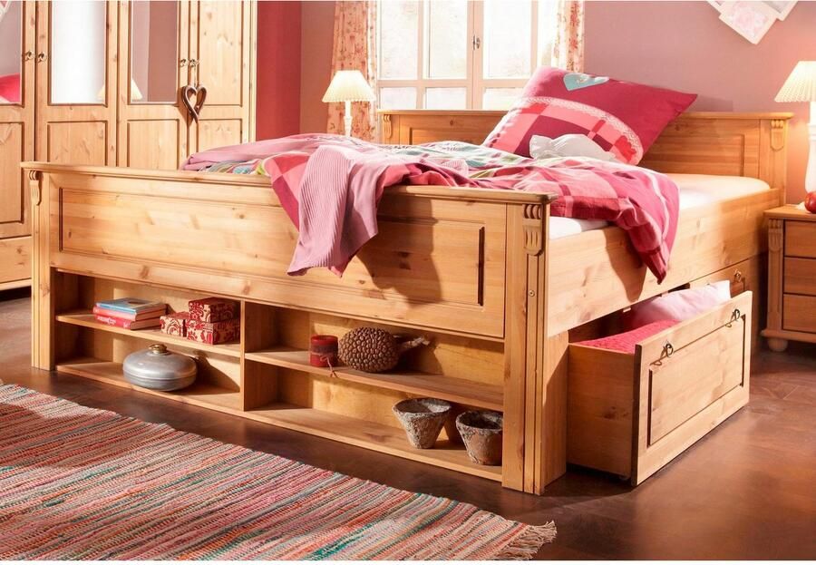 Home affaire Massief houten ledikant Tessin opbergbank landelijke stijl lades optioneel rustiek - Foto 5