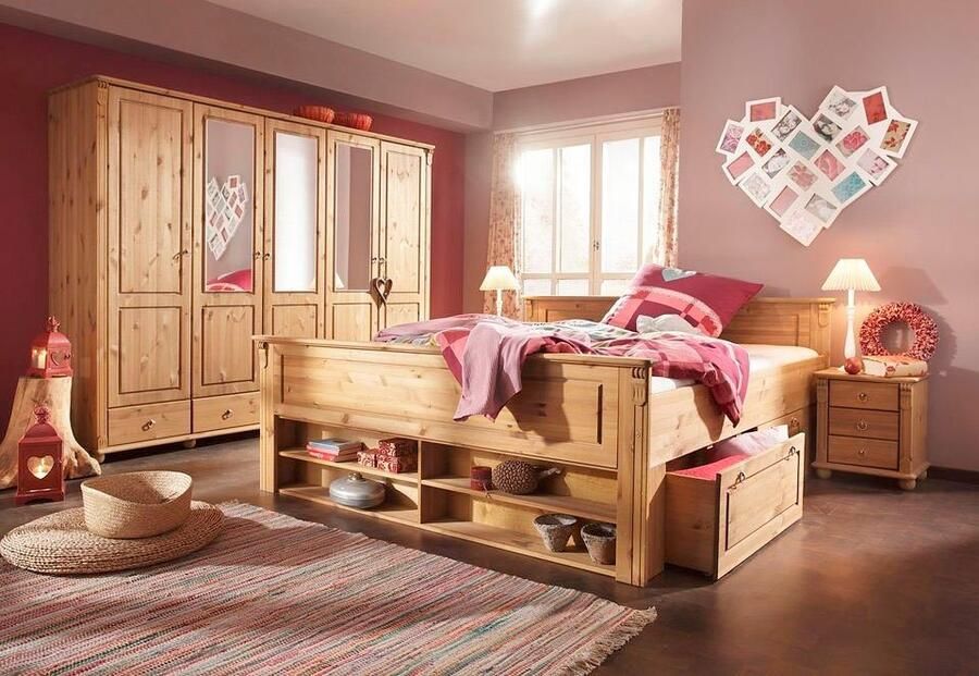 Home affaire Massief houten ledikant Tessin opbergbank landelijke stijl lades optioneel rustiek - Foto 8