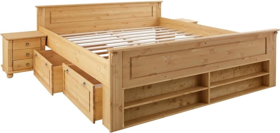 Home affaire Massief houten ledikant Tessin opbergbank landelijke stijl lades optioneel rustiek - Foto 13